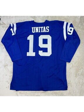 Mitchell & Ness Johnny Unitas NFL Baltimore Colts #19 Blue/White Jersey Sz 60
